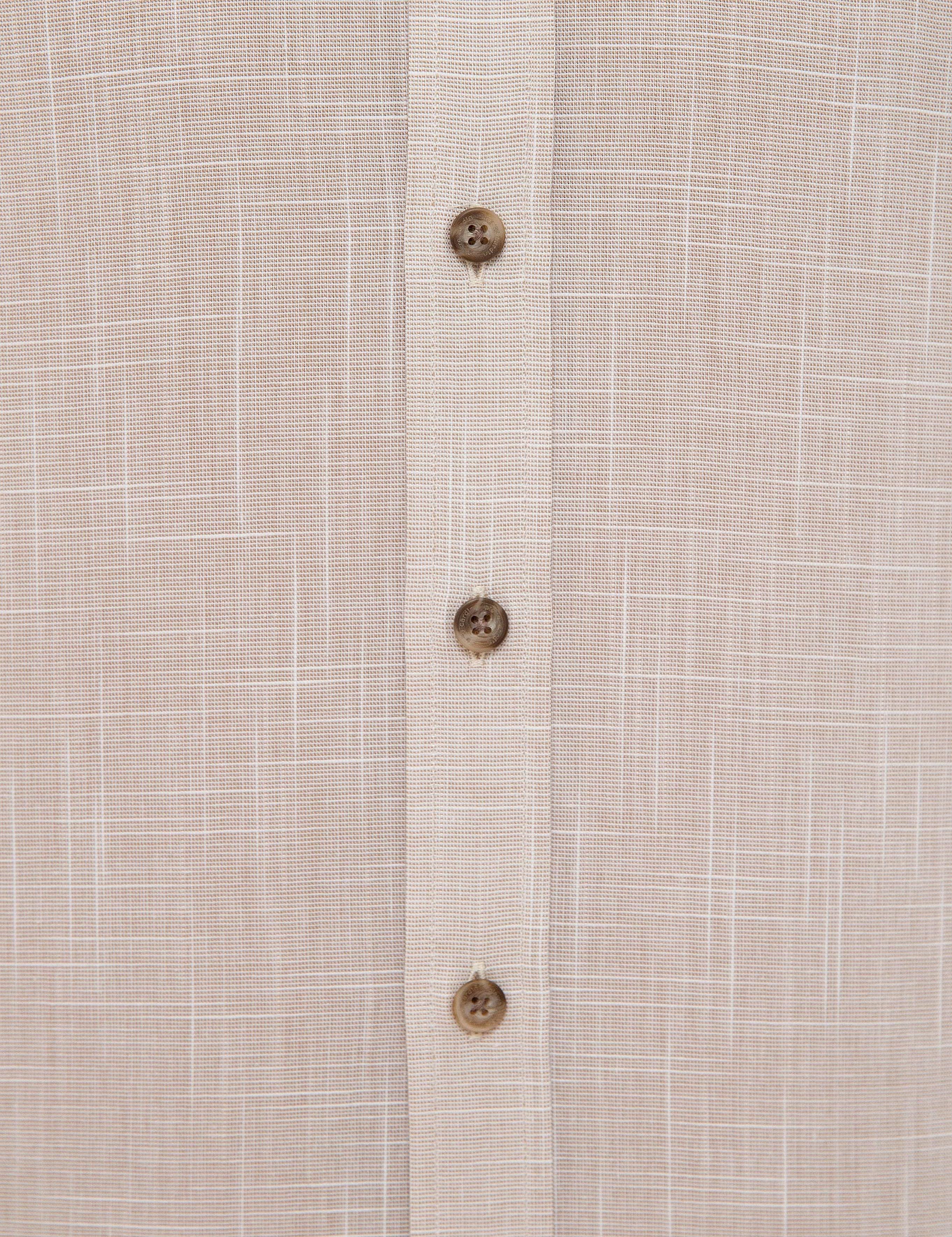 Bej Slim Fit Keten Görünümlü Gömlek