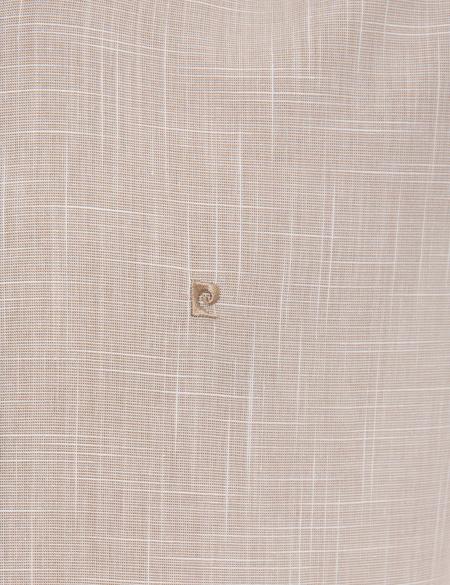 Bej Slim Fit Keten Görünümlü Gömlek - 50227444028