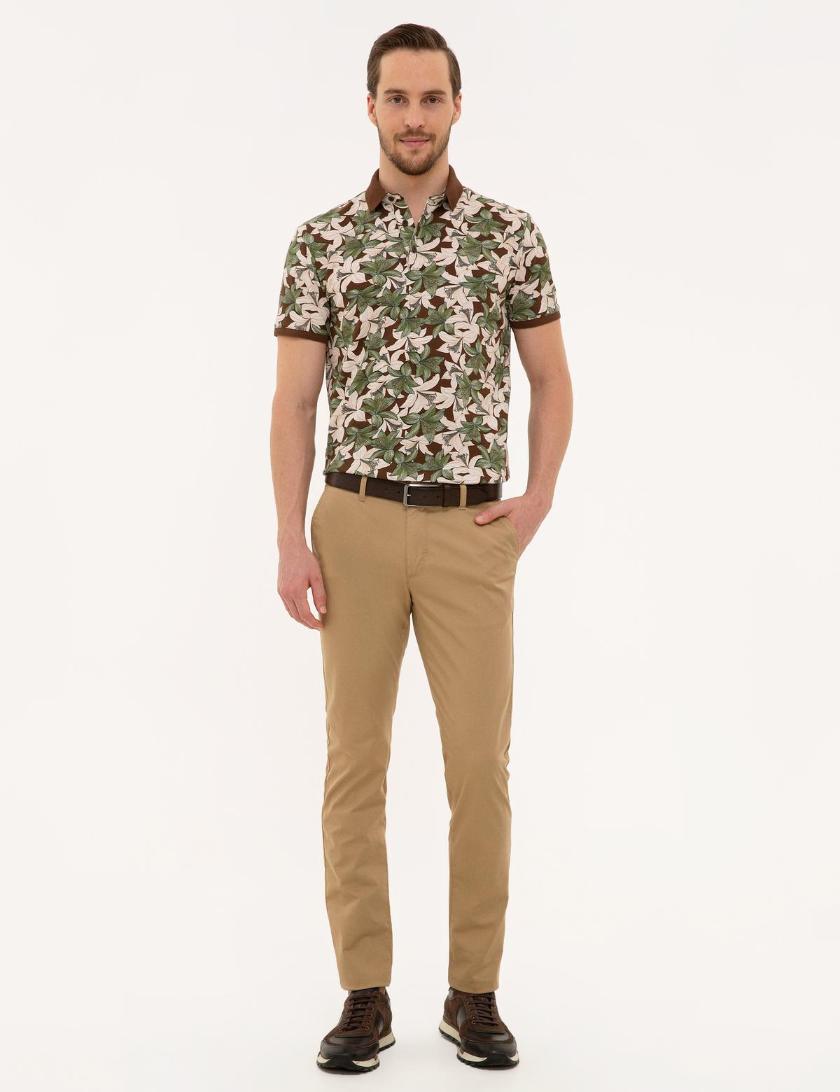Camel Slim Fit Kanvas Pantolon