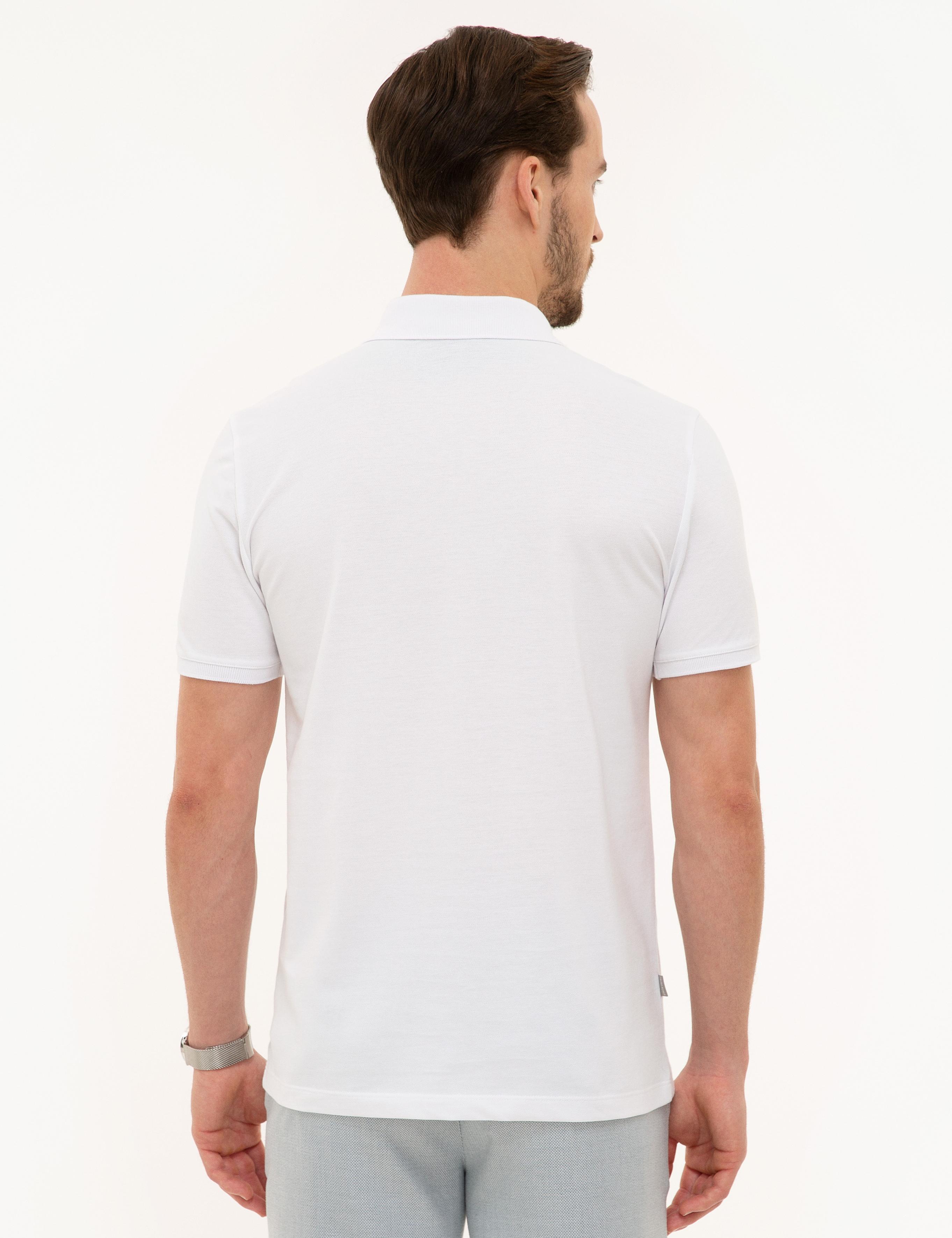 Beyaz Slim Fit Basic Polo Yaka T-Shirt