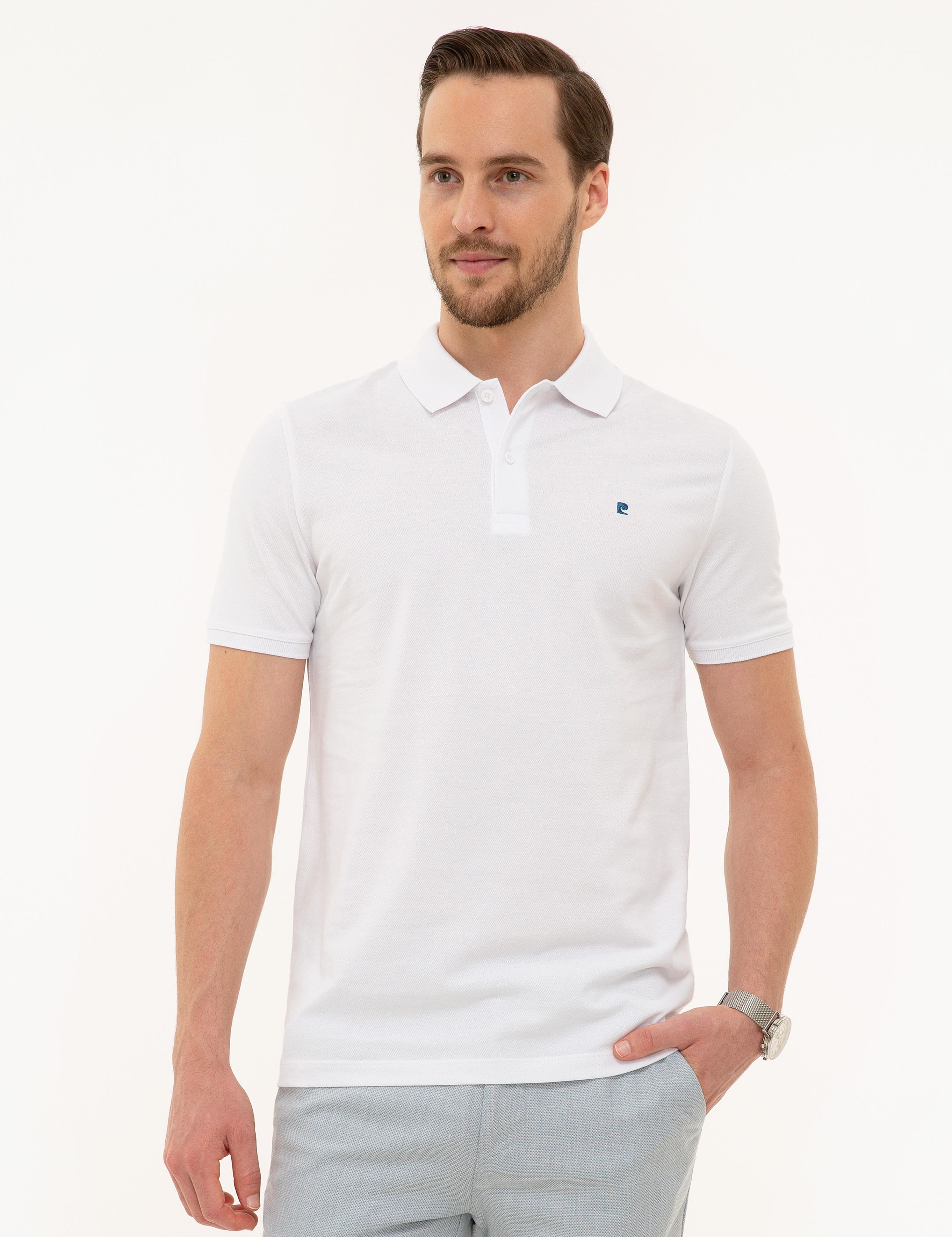 Beyaz Slim Fit Basic Polo Yaka T-Shirt