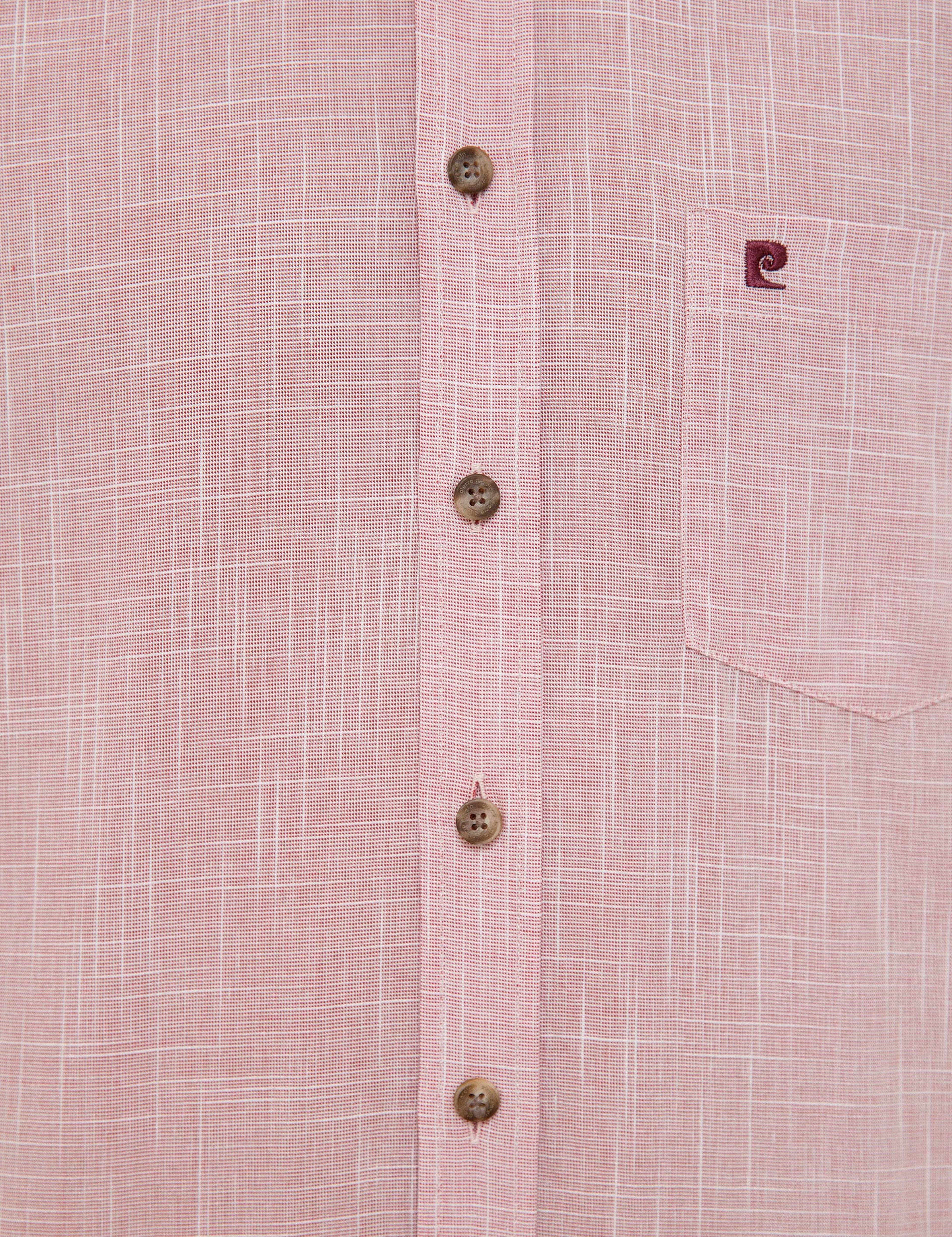 Bordo Regular Fit Keten Görünümlü Kısa Kollu Gömlek - Image 6