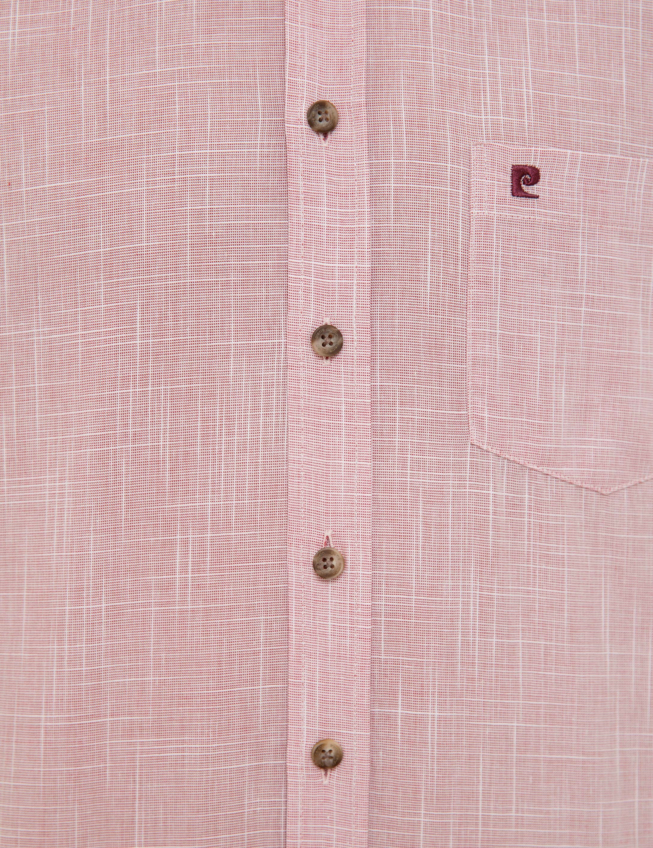 Bordo Regular Fit Keten Görünümlü Kısa Kollu Gömlek