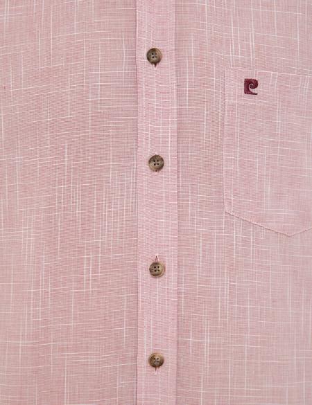 Bordo Regular Fit Keten Görünümlü Kısa Kollu Gömlek - 50227445039