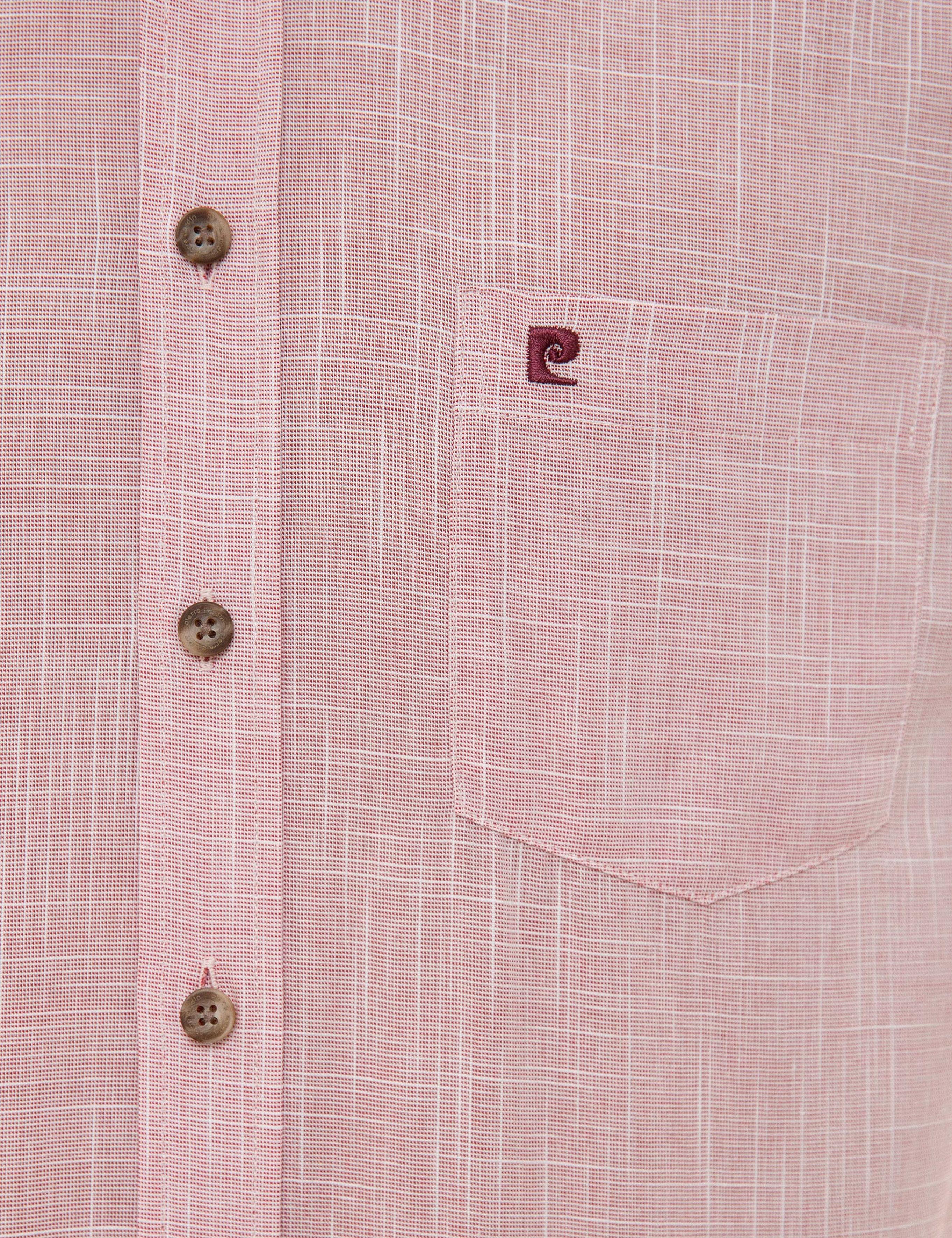 Bordo Regular Fit Keten Görünümlü Kısa Kollu Gömlek