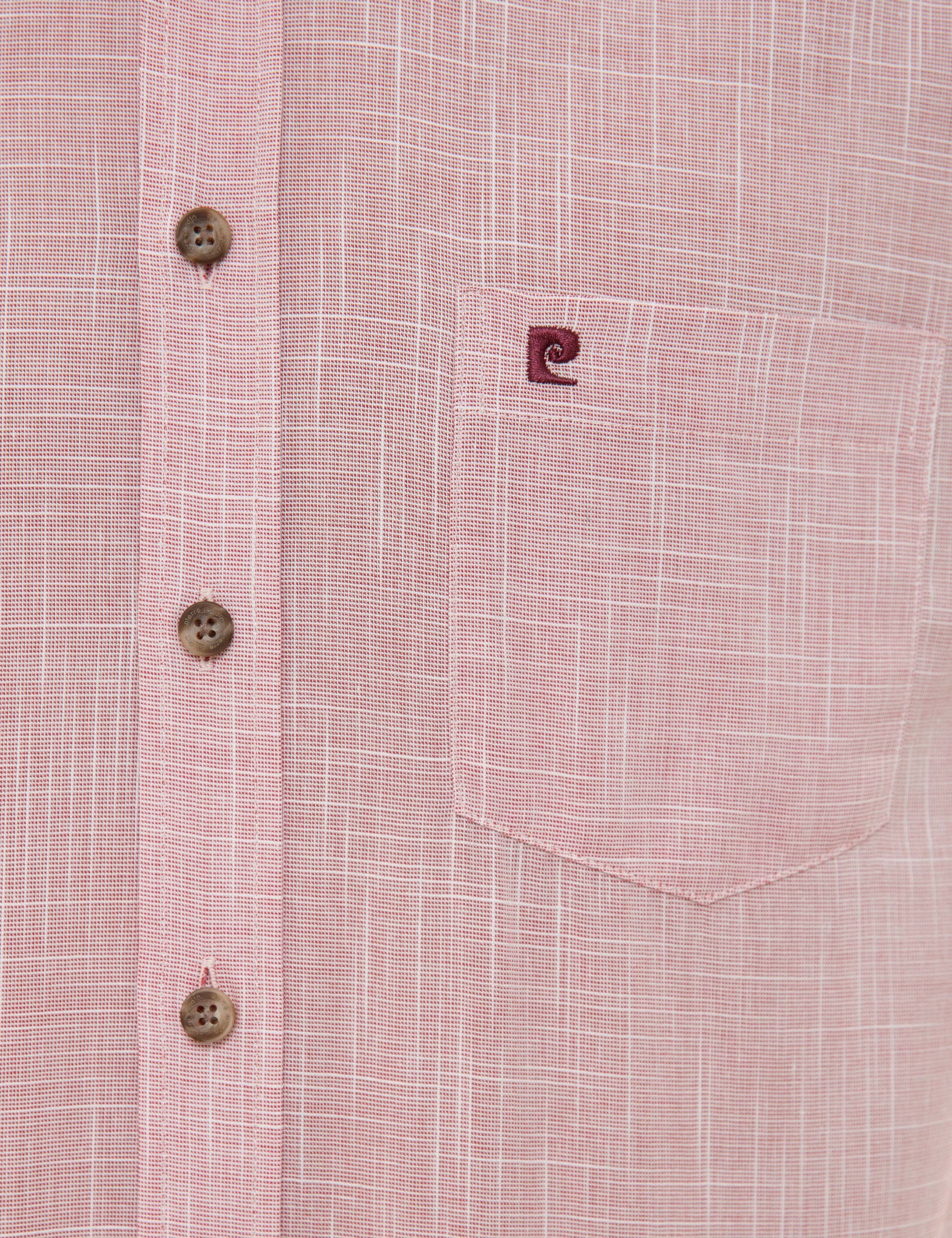 Bordo Regular Fit Keten Görünümlü Kısa Kollu Gömlek - Image 4
