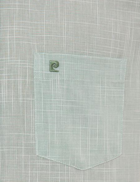 Yeşil Regular Fit Keten Görünümlü Kısa Kollu Gömlek - 50227445018