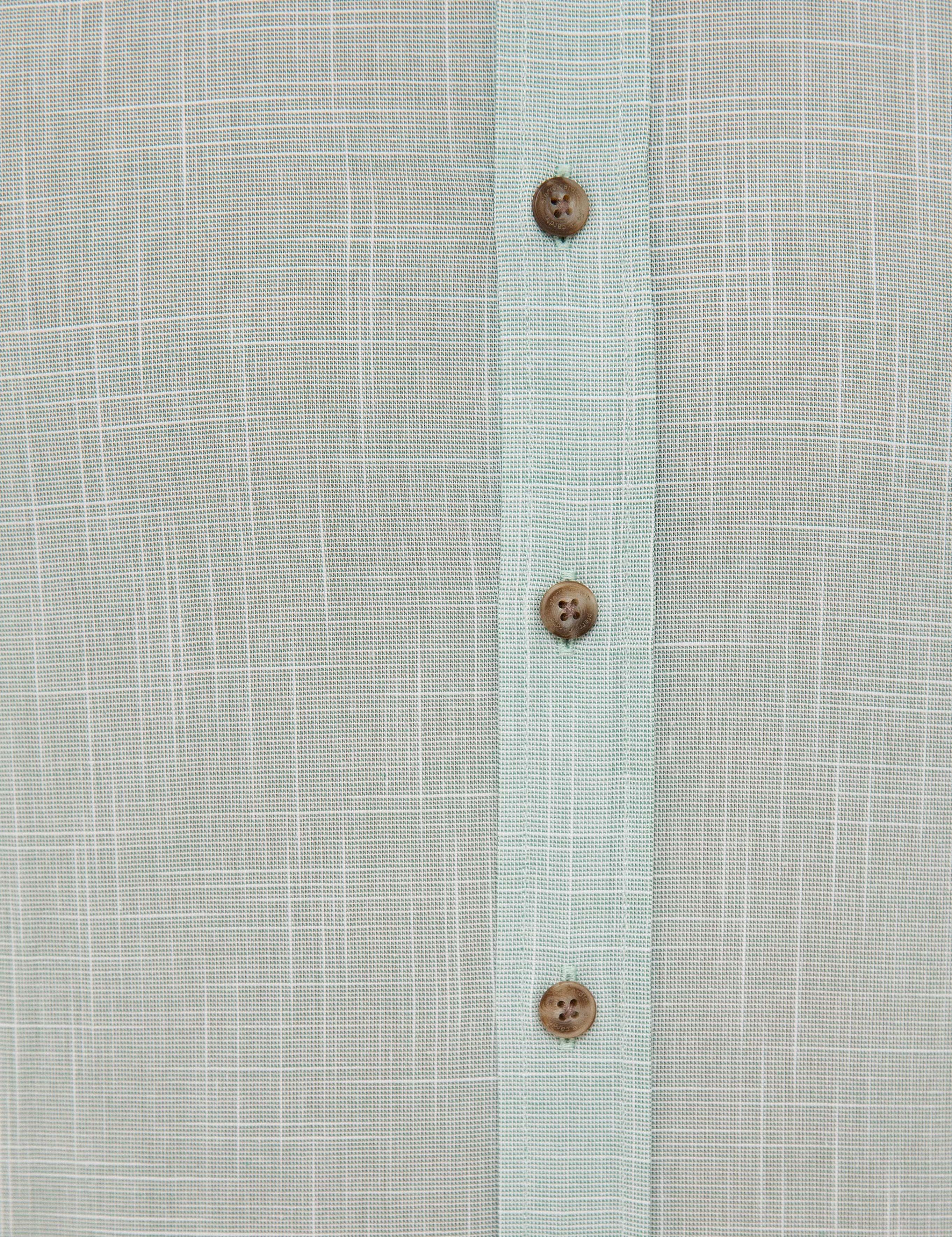 Yeşil Slim Fit Keten Görünümlü Gömlek