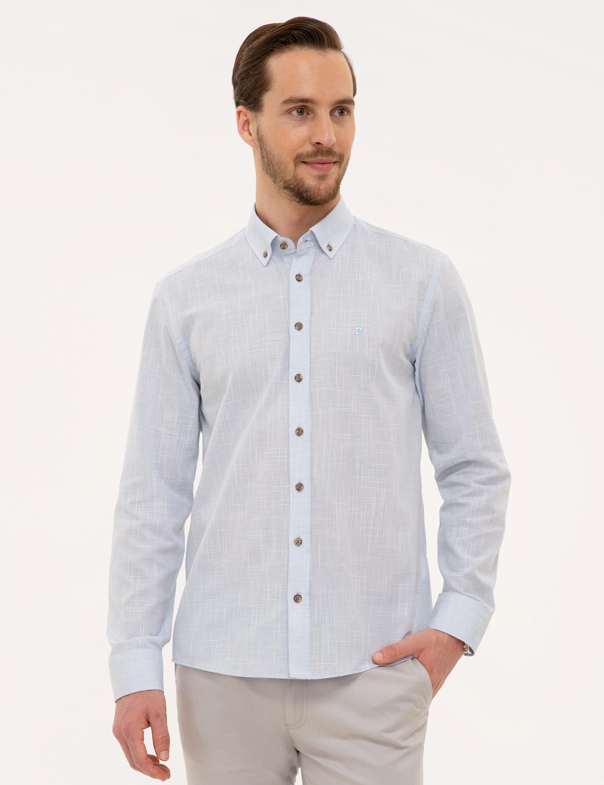 Açık Mavi Slim Fit Uzun Kollu Gömlek