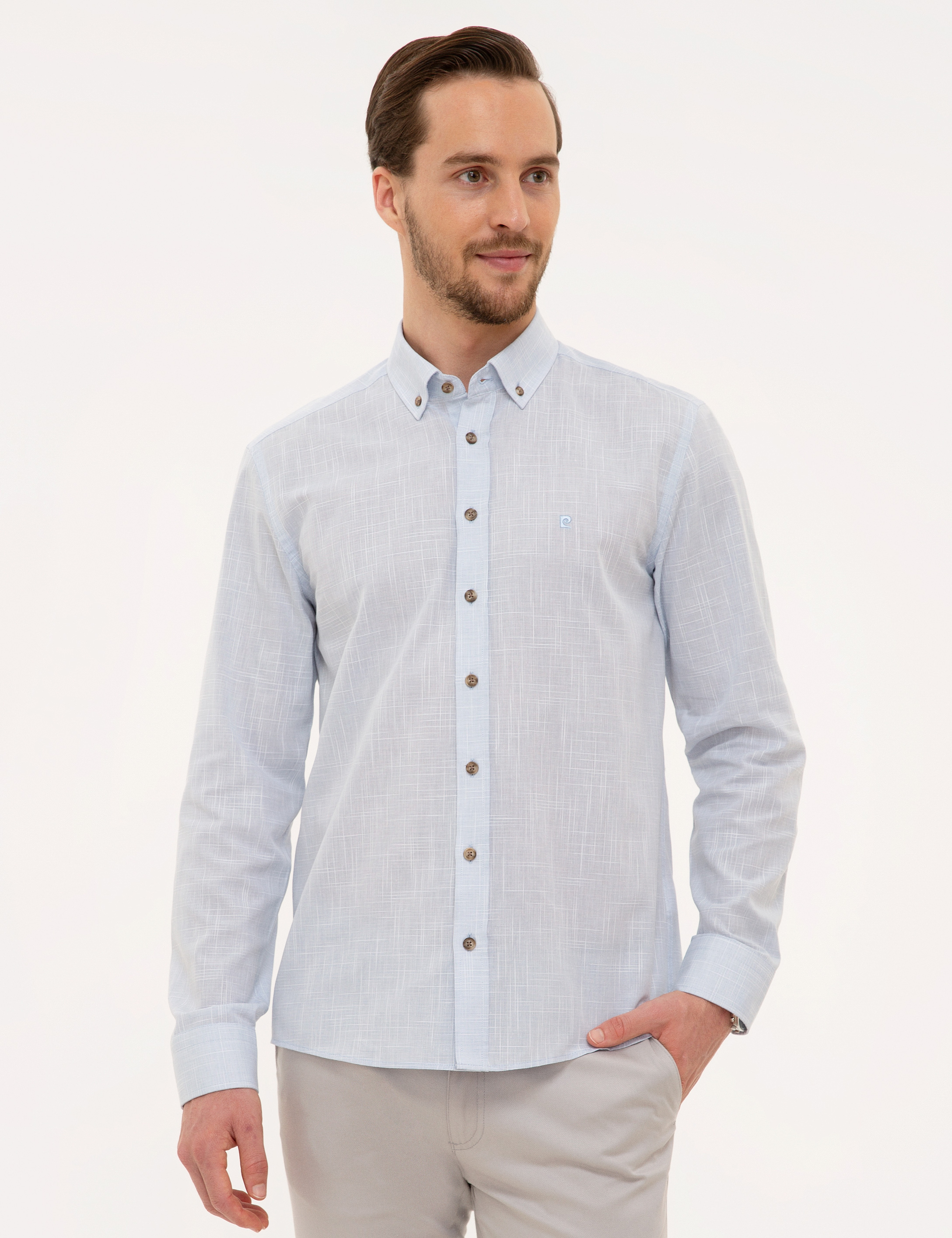 Açık Mavi Slim Fit Uzun Kollu Gömlek