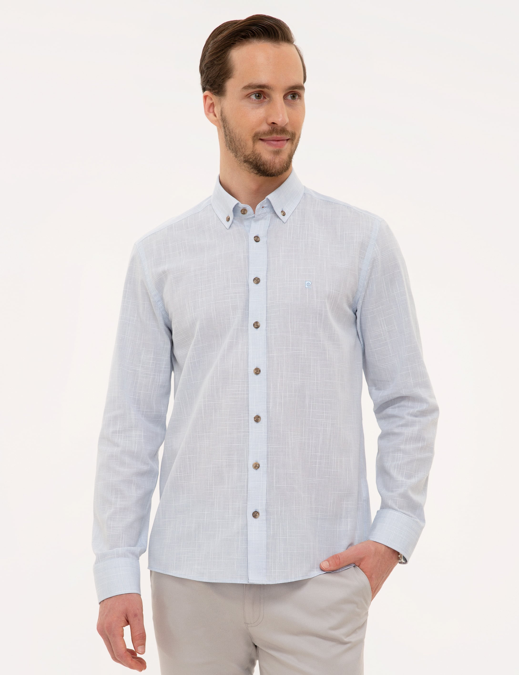 Açık Mavi Slim Fit Uzun Kollu Gömlek
