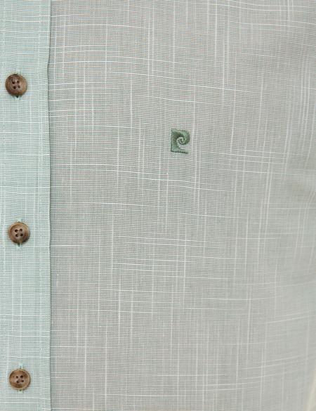 Yeşil Slim Fit Keten Görünümlü Gömlek - 50227444010