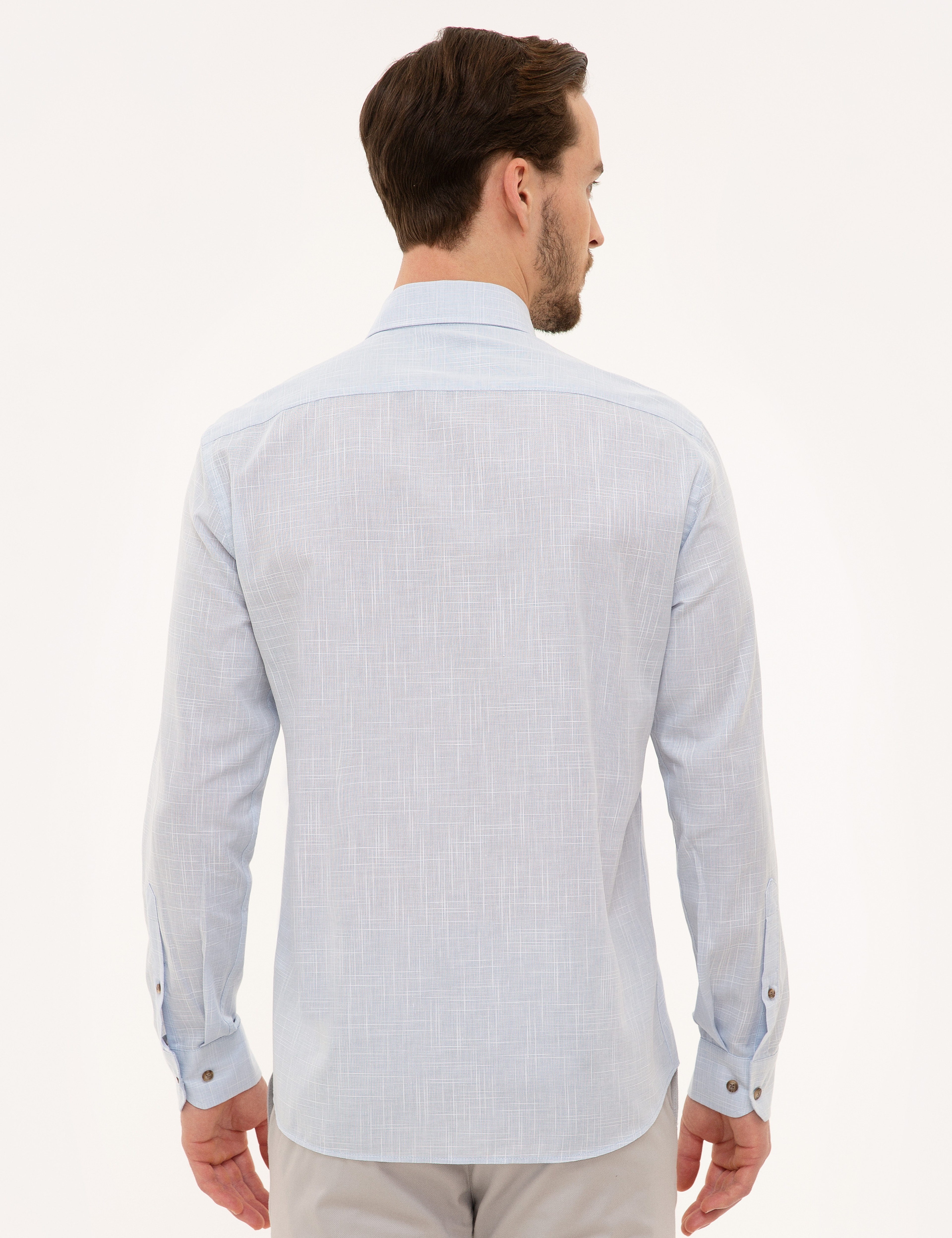 Açık Mavi Slim Fit Uzun Kollu Gömlek