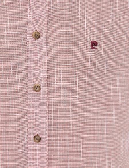 Bordo Slim Fit Keten Görünümlü Gömlek - 50227444023