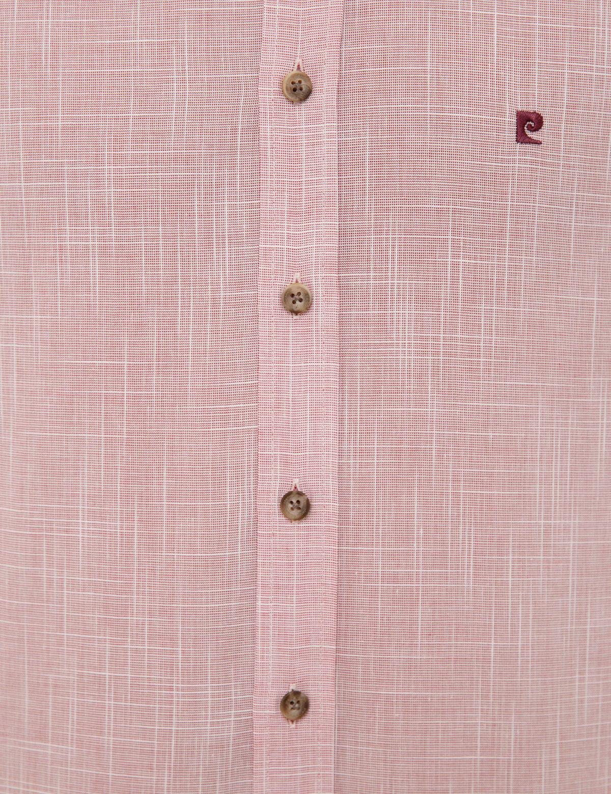 Bordo Slim Fit Keten Görünümlü Gömlek - 50227444023