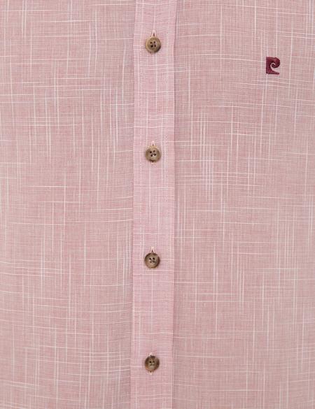 Bordo Slim Fit Keten Görünümlü Gömlek - 50227444023