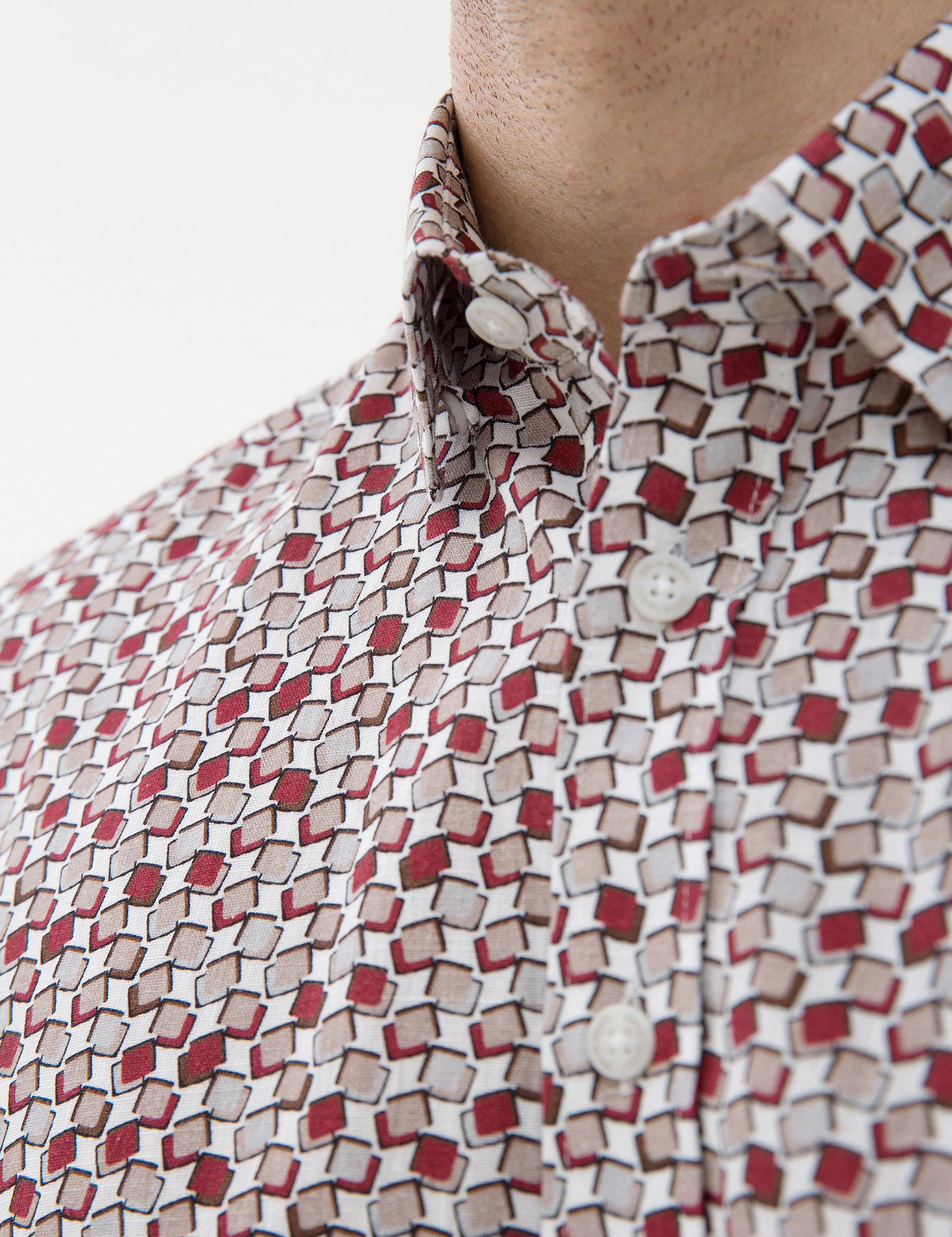 Bordo Slim Fit Kısa Kollu Gömlek