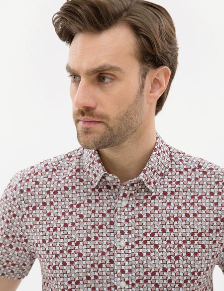 Bordo Slim Fit Kısa Kollu Gömlek - 50221410012