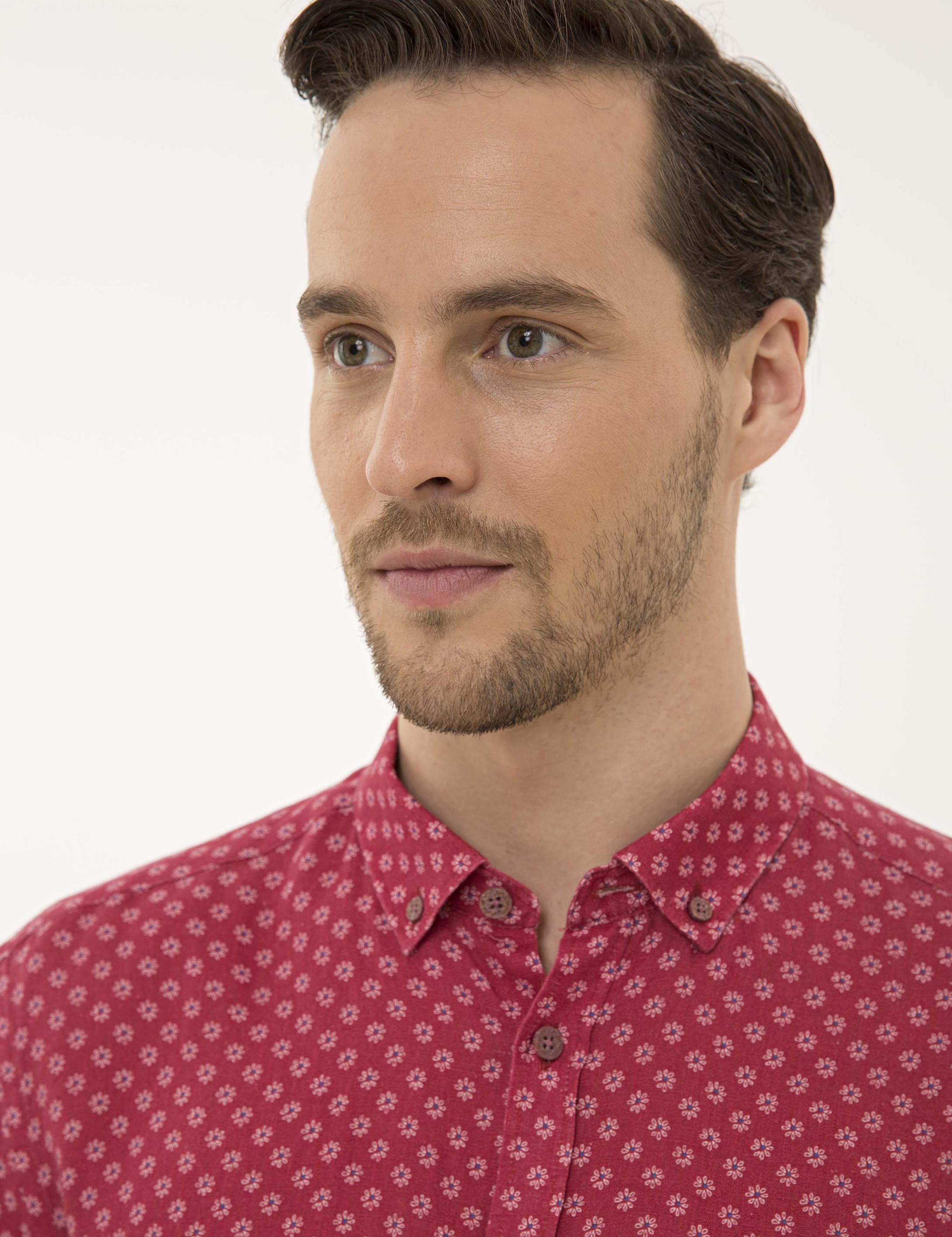 Bordo Regular Fit Uzun Kollu Gömlek