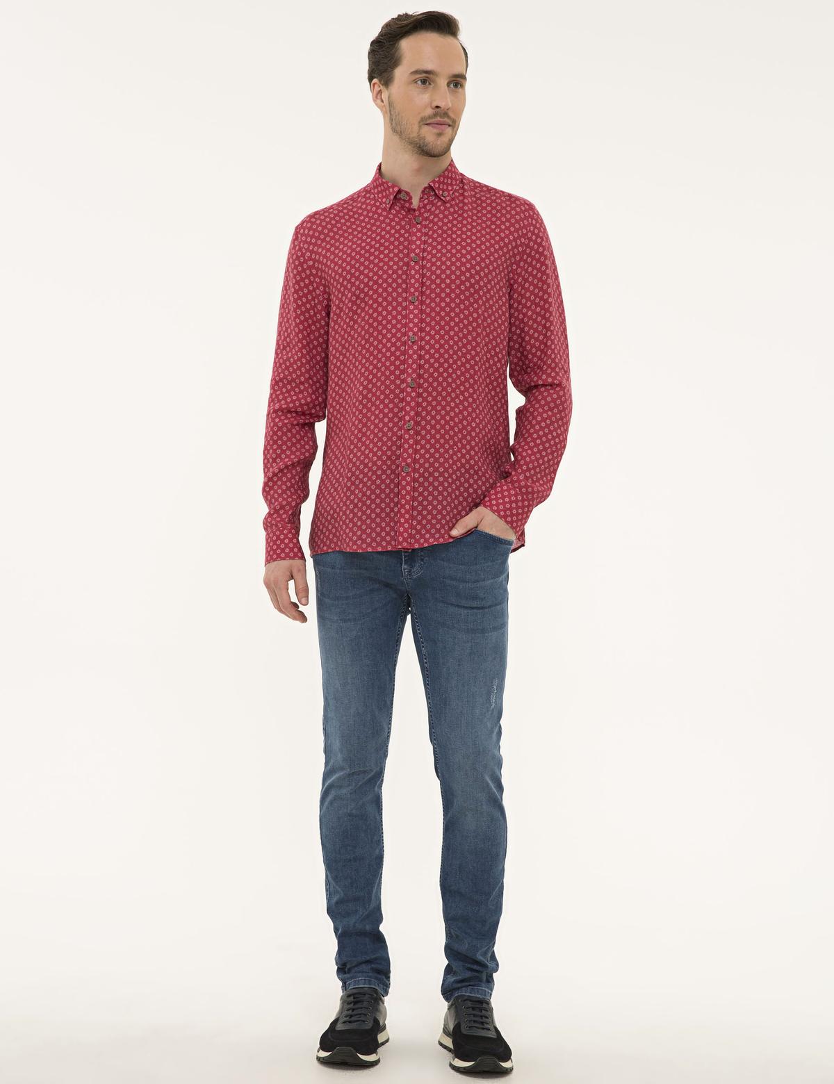 Bordo Regular Fit Uzun Kollu Gömlek - 50200507041