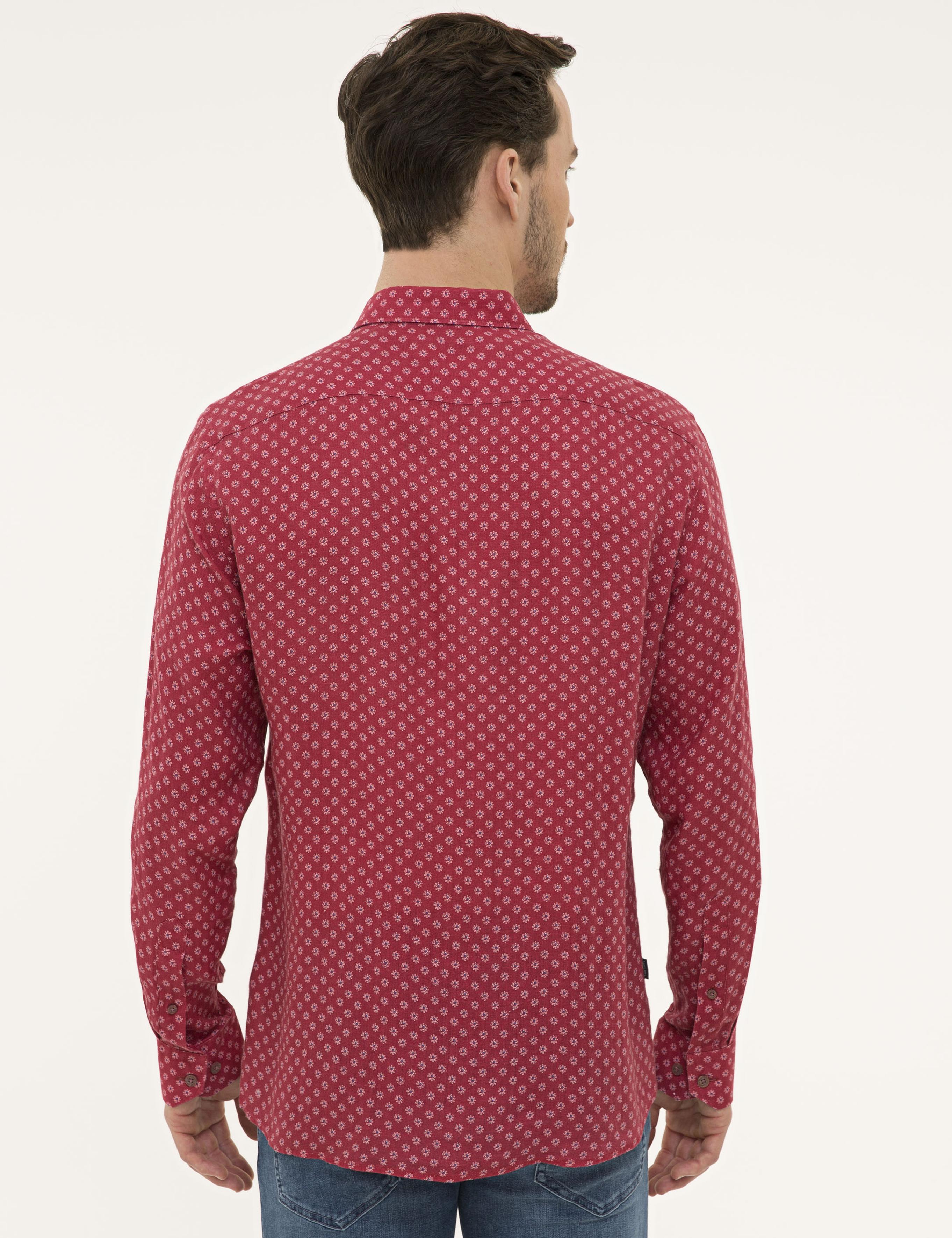 Bordo Regular Fit Uzun Kollu Gömlek