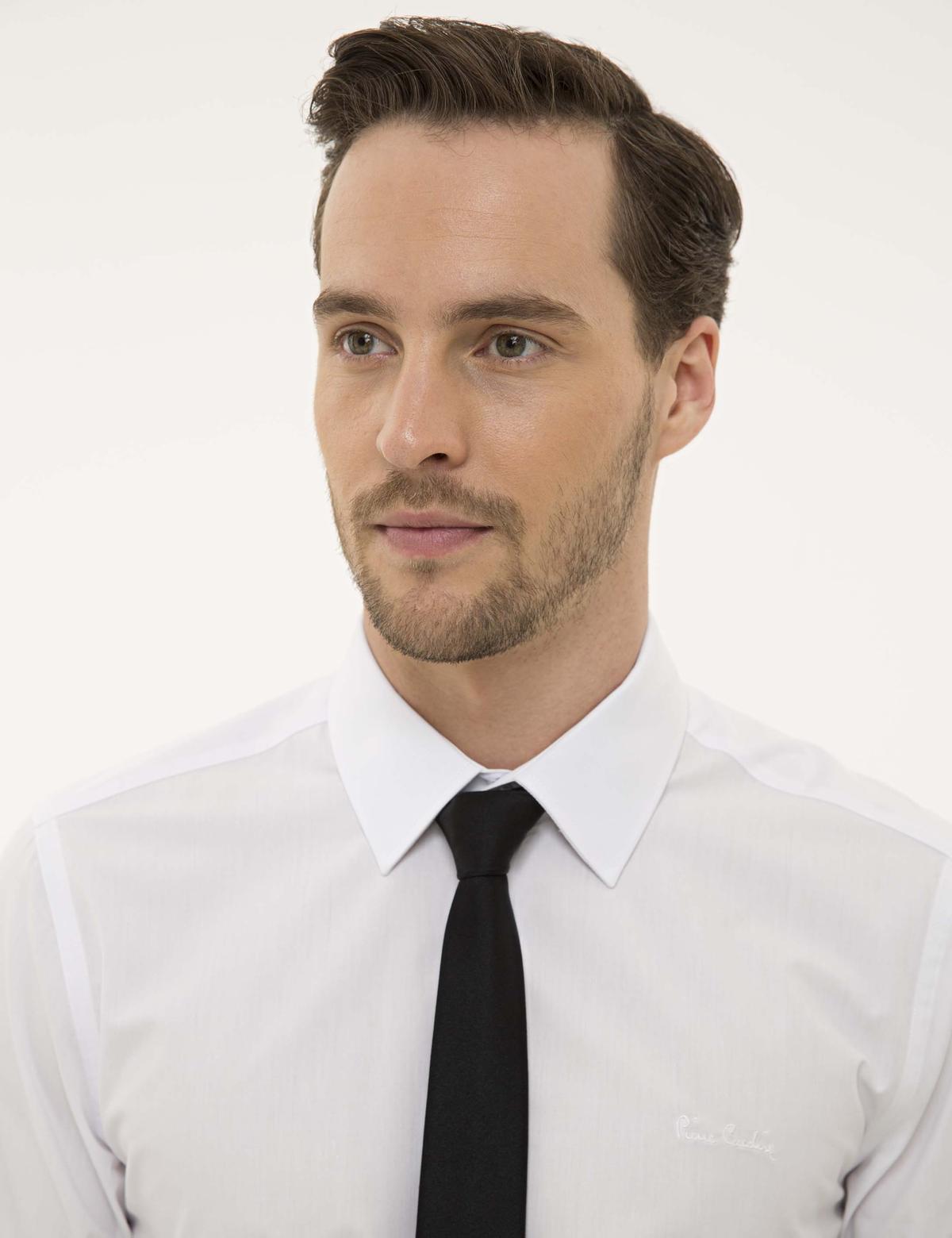 Beyaz Slim Fit Uzun Kollu Basic Gömlek - 50223121031