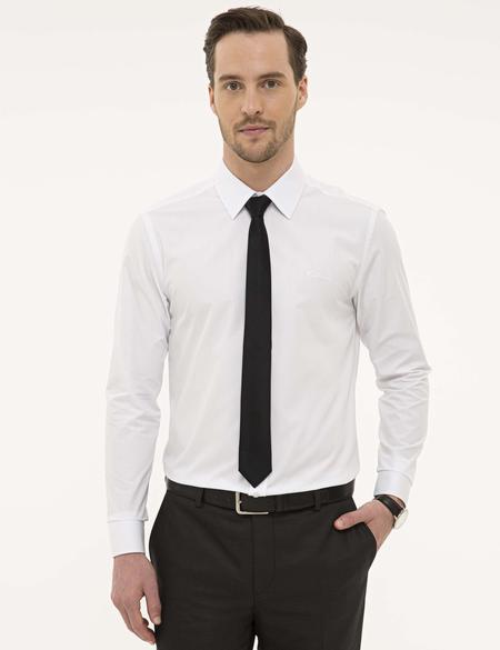 Beyaz Slim Fit Uzun Kollu Basic Gömlek - 50223121031