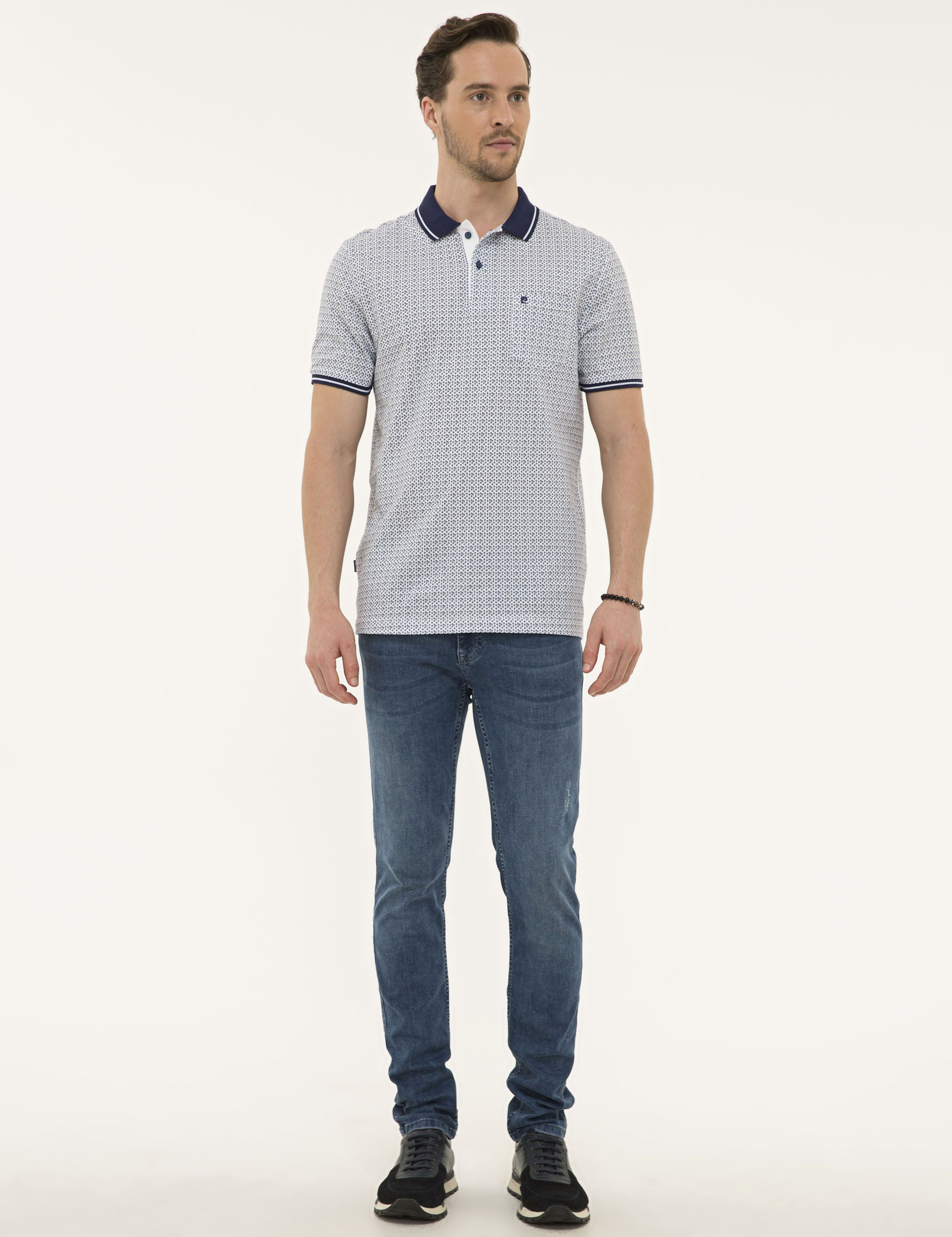 Beyaz Regular Fit Polo Yaka T-Shirt - Image 3