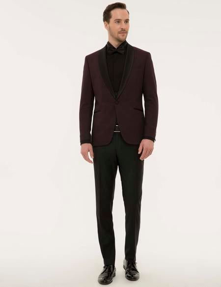 Bordo Yelekli Damatlık Smokin - 50224037047