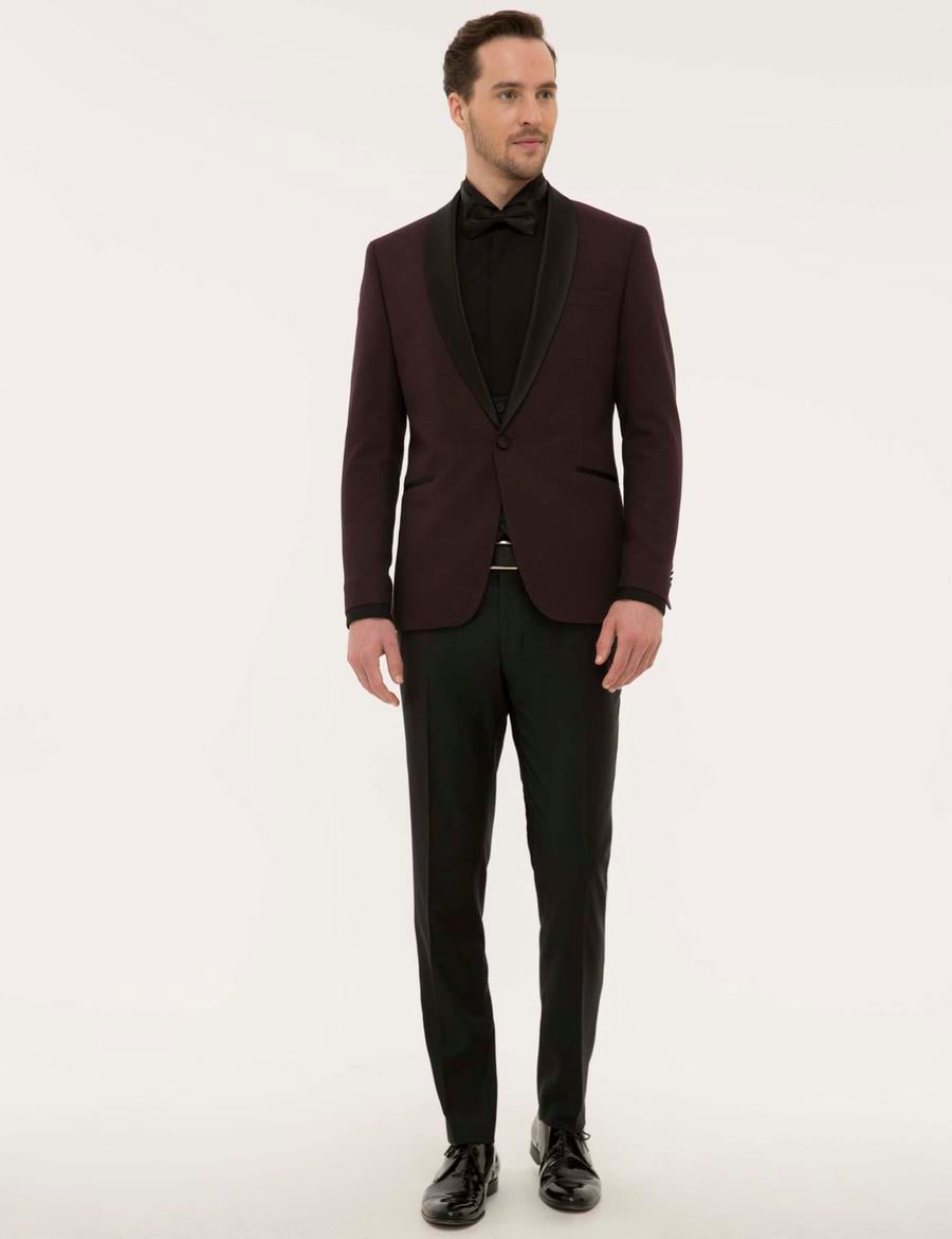 Bordo Yelekli Damatlık Smokin