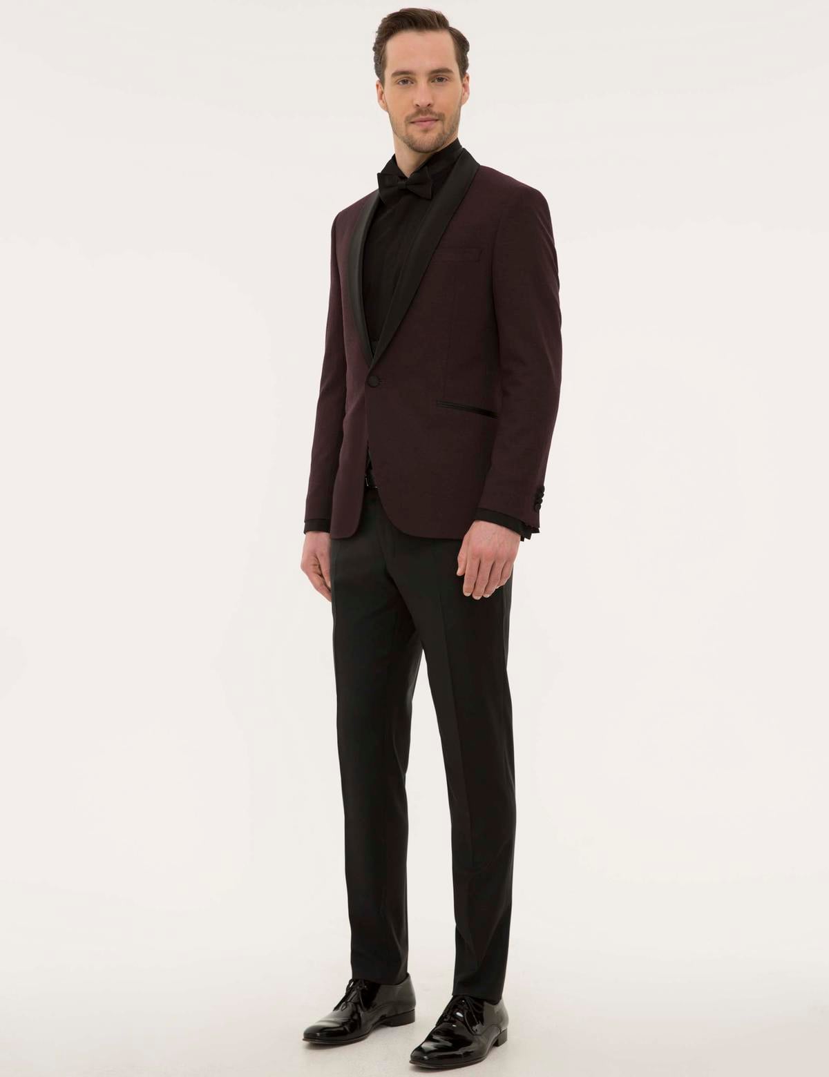 Bordo Yelekli Damatlık Smokin - 50224037047