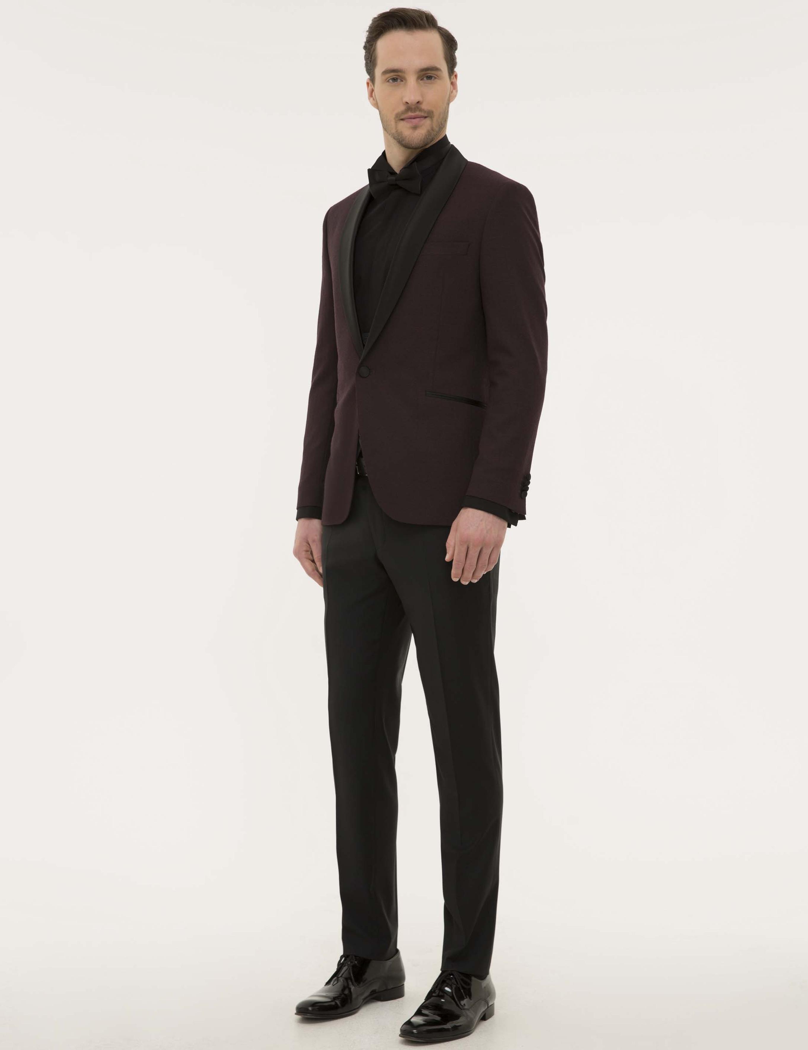 Bordo Yelekli Damatlık Smokin