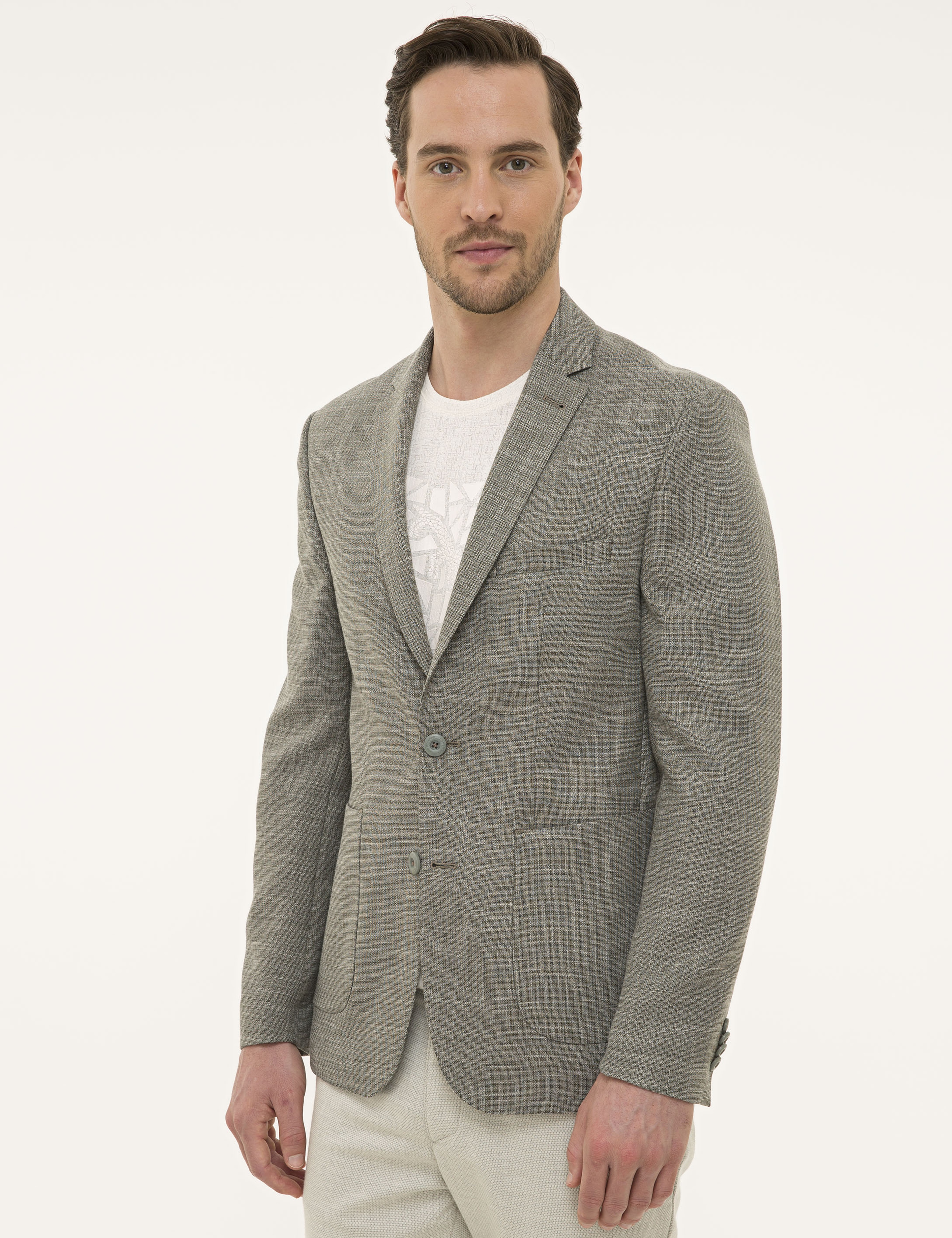 Yeşil Slim Fit Ceket - Image 3