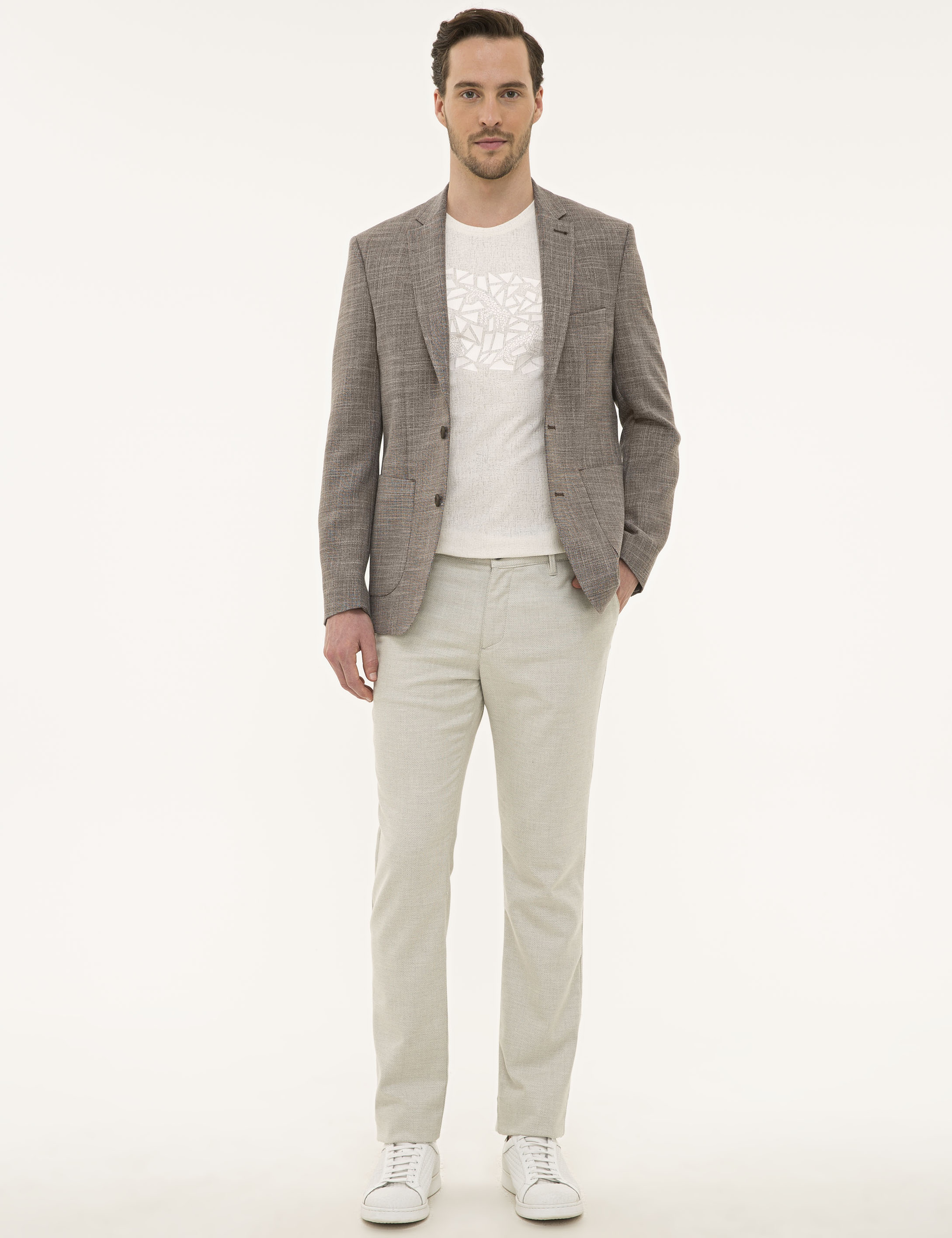 Açık Kahverengi Slim Fit Ceket - Image 5