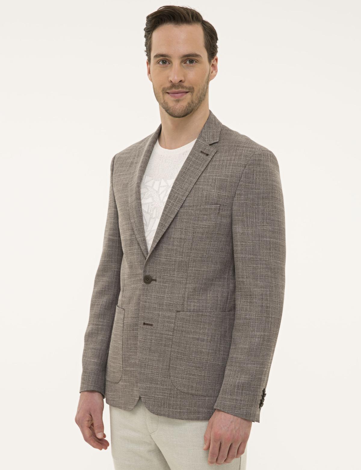 Açık Kahverengi Slim Fit Ceket - 50229785053