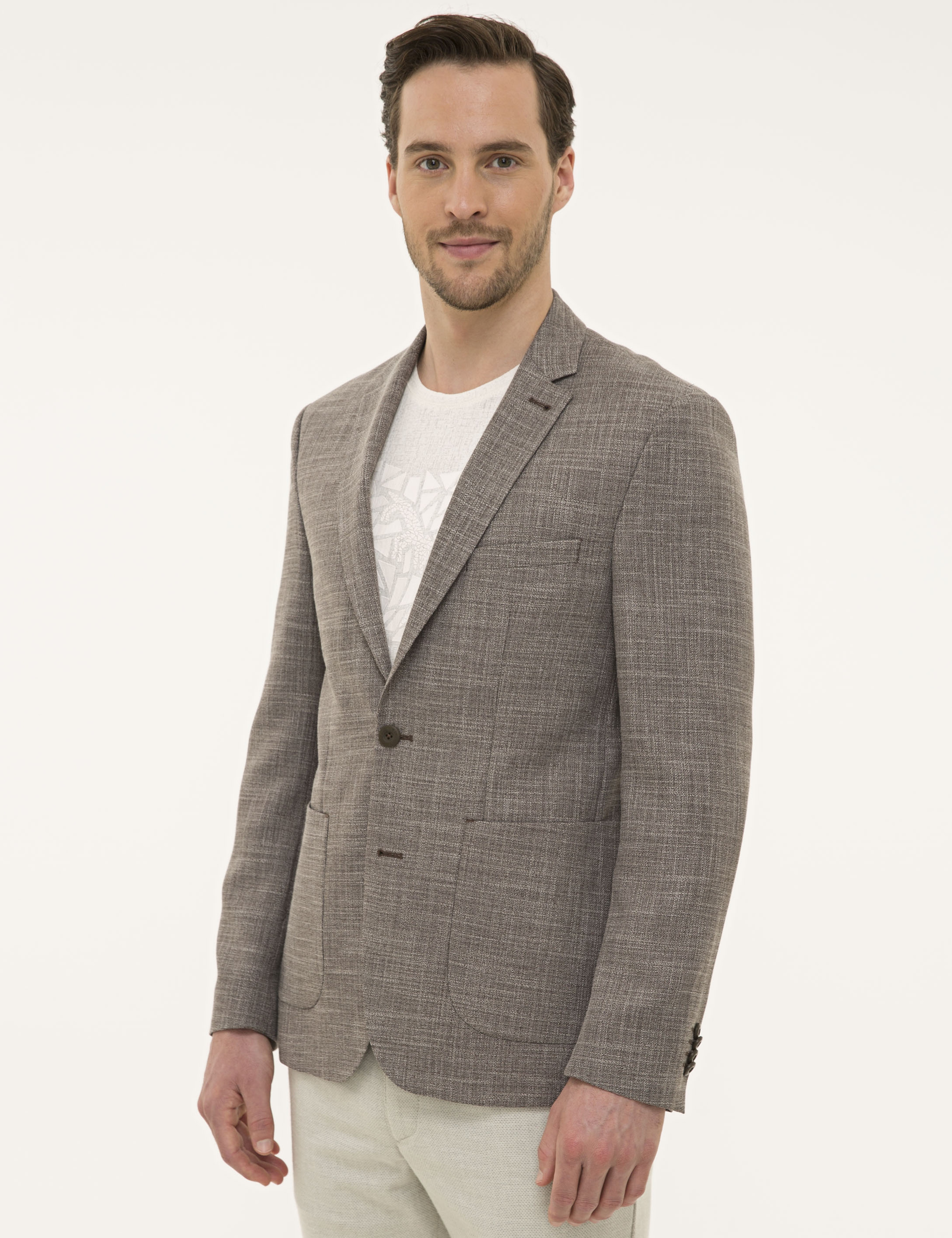 Açık Kahverengi Slim Fit Ceket