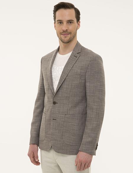 Açık Kahverengi Slim Fit Ceket - 50229785053