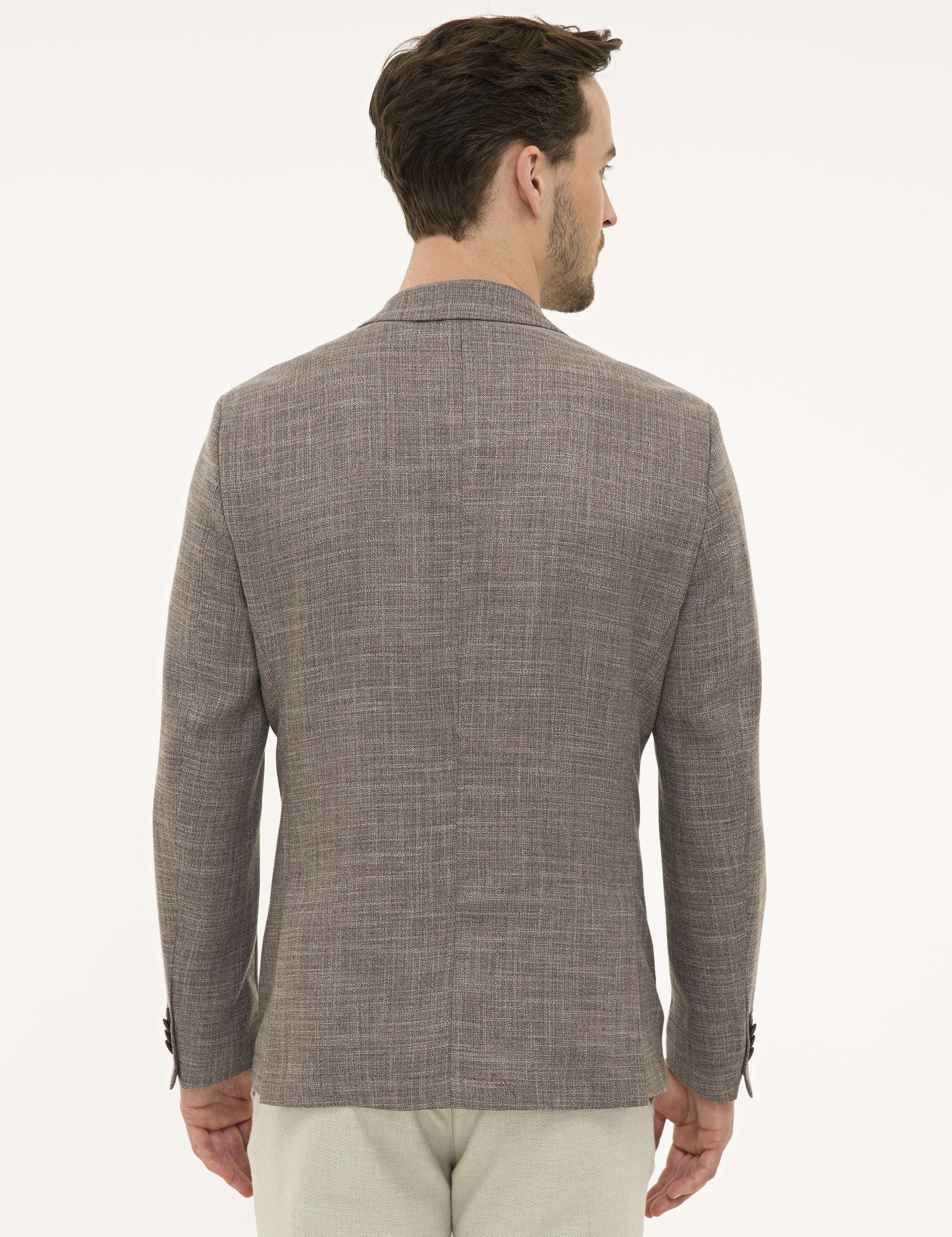 Açık Kahverengi Slim Fit Ceket - Image 4