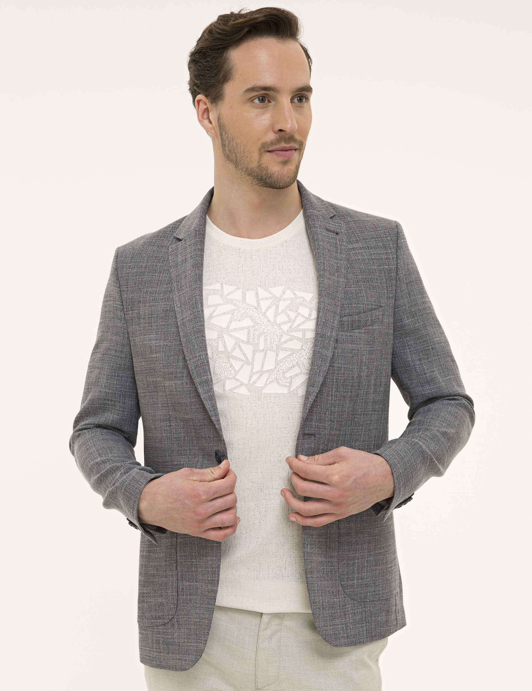 Gri Slim Fit Ceket - Image 1