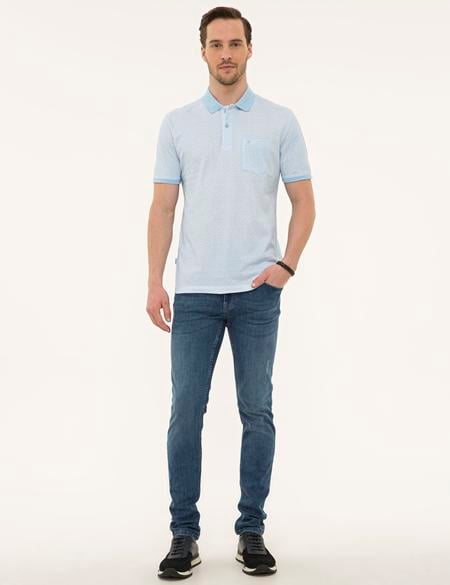 Açık Mavi Regular Fit Polo Yaka Tişört - 50224466002