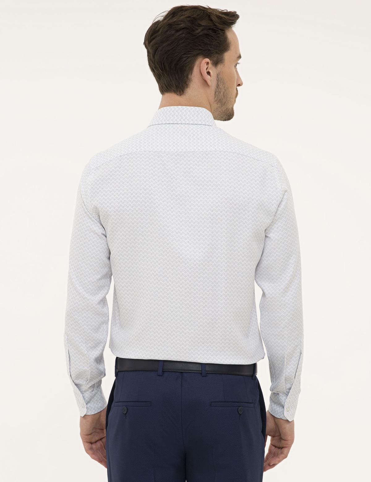 Lacivert Detaylı Beyaz Slim Fit Gömlek - 50227325002