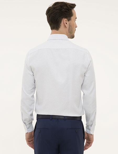 Lacivert Detaylı Beyaz Slim Fit Gömlek - 50227325002