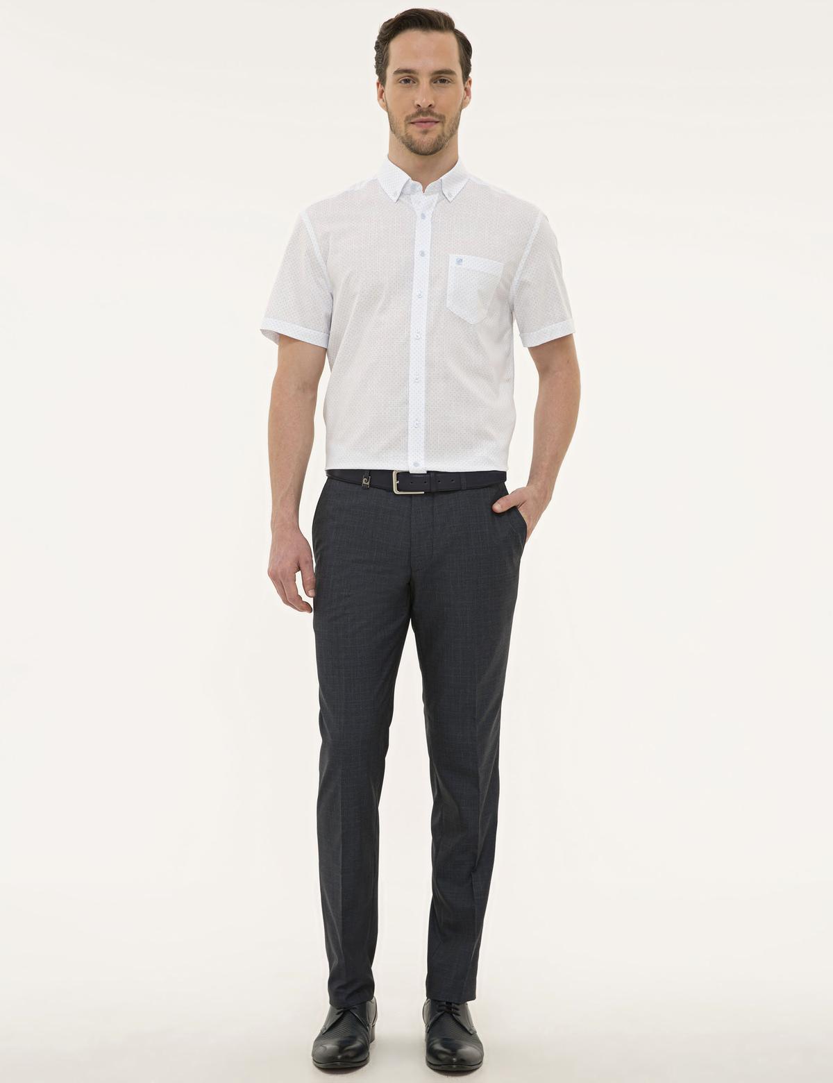 Beyaz Regular Fit Kısa Kollu Gömlek - 50227437004