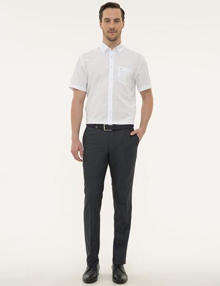 Beyaz Regular Fit Kısa Kollu Gömlek - 50227437004