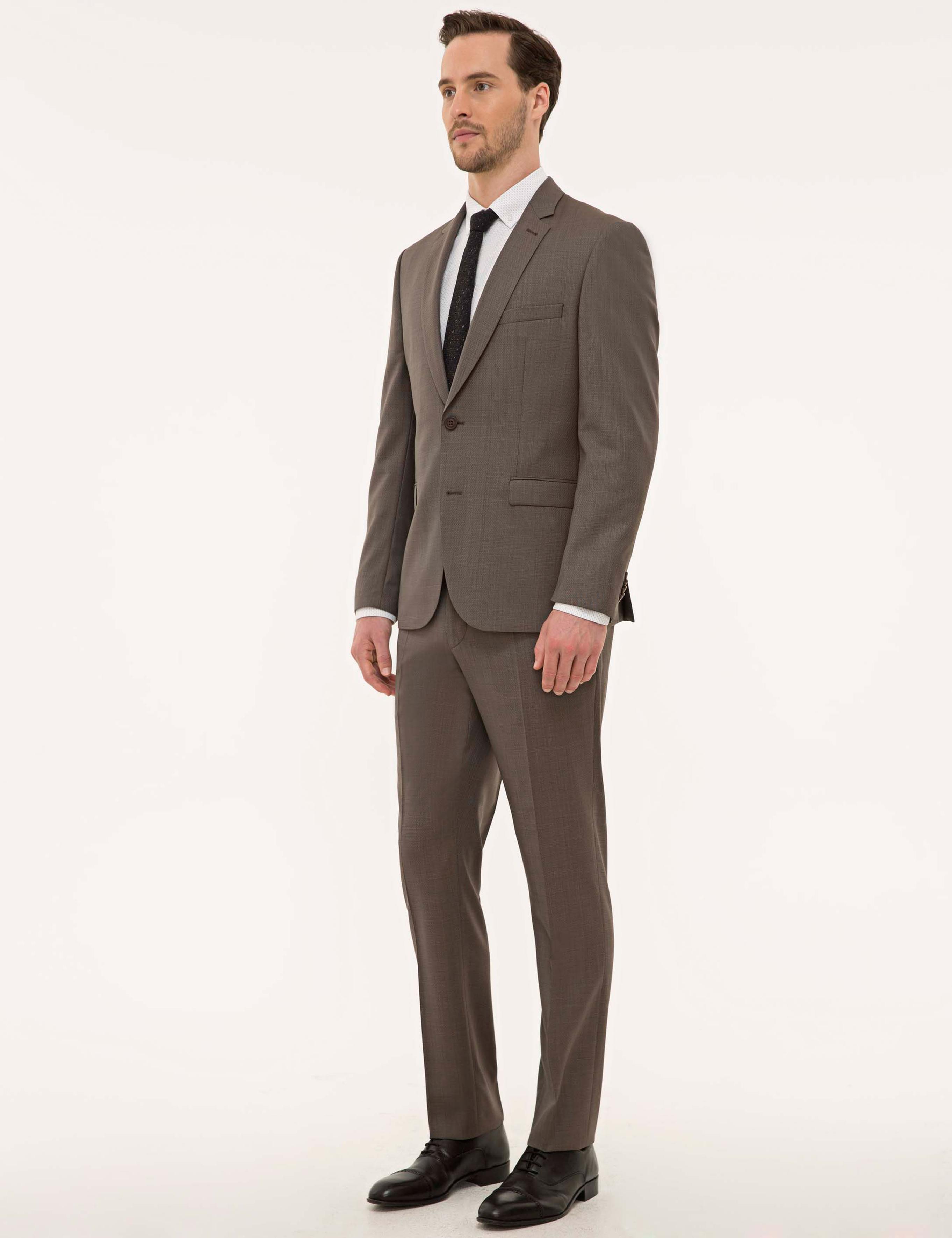 Açık Kahverengi Slim Fit Takım Elbise