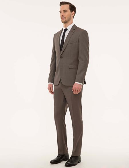 Açık Kahverengi Slim Fit Takım Elbise - 50229846044