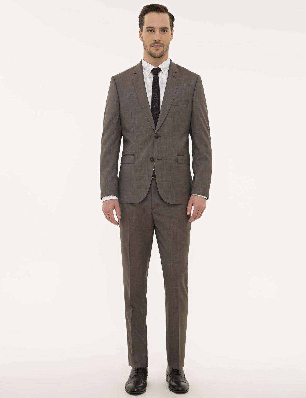 Açık Kahverengi Slim Fit Takım Elbise