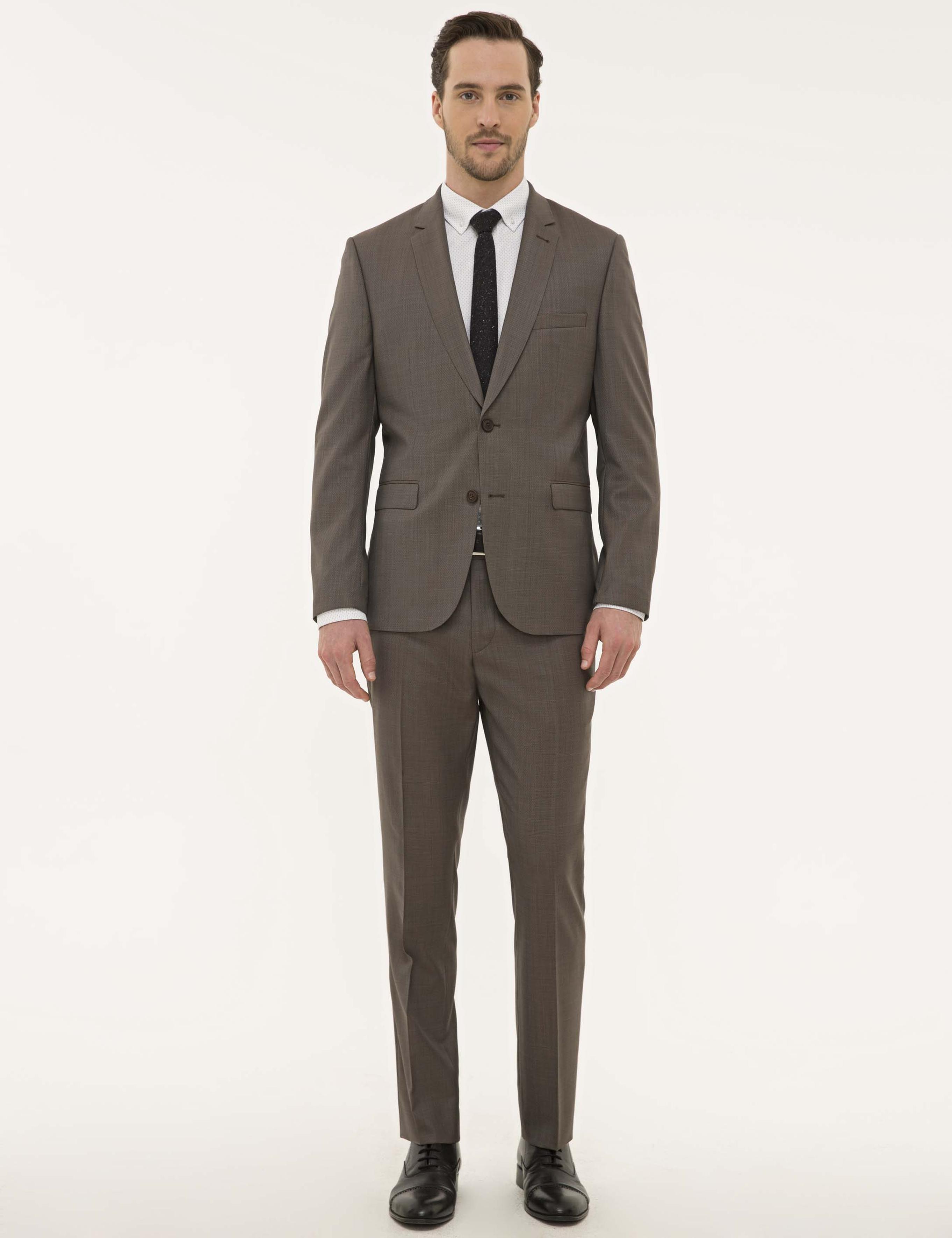 Açık Kahverengi Slim Fit Takım Elbise