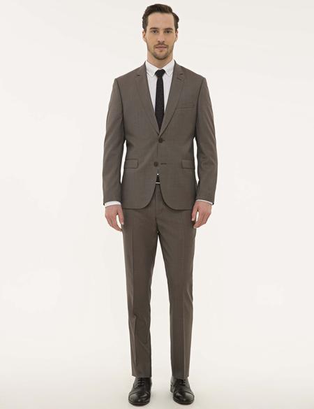 Açık Kahverengi Slim Fit Takım Elbise - 50229846044