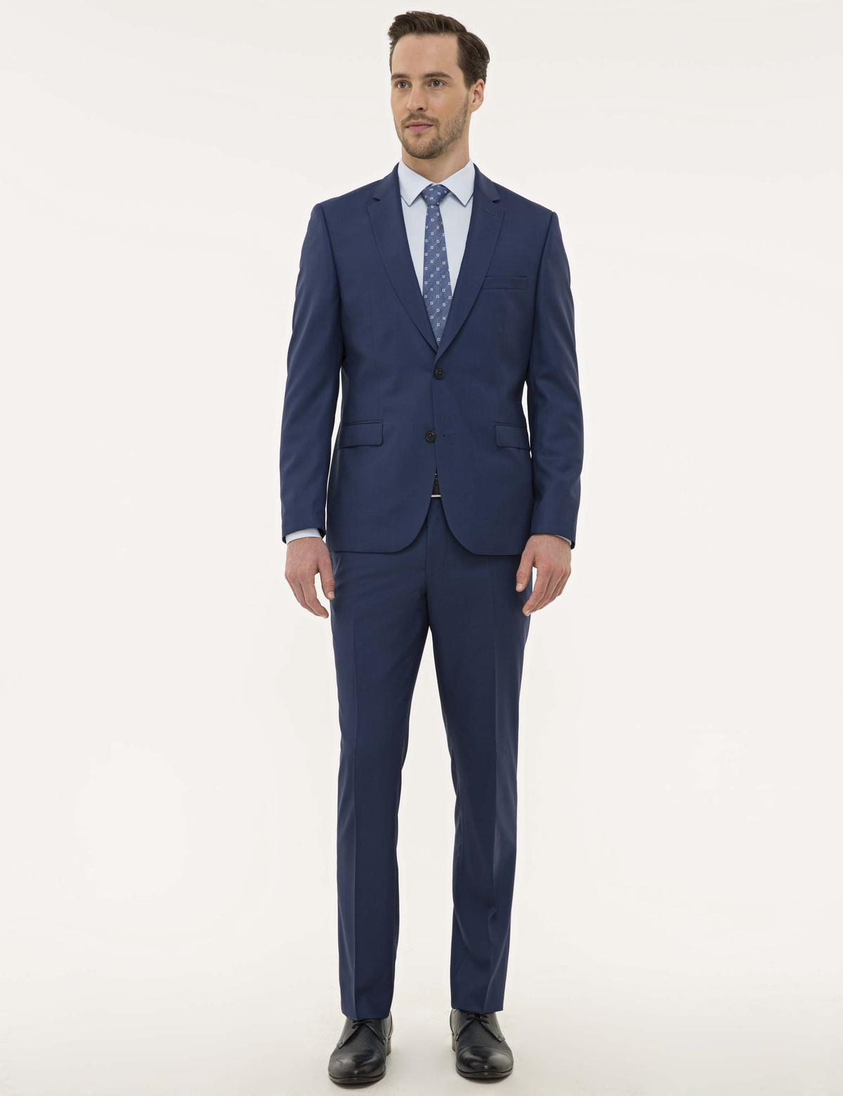 İndigo Mavi Slim Fit Takım Elbise